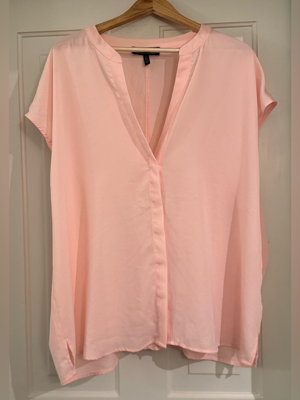 Eloquii Light Pink/Peach V-Neck Womens Blouse